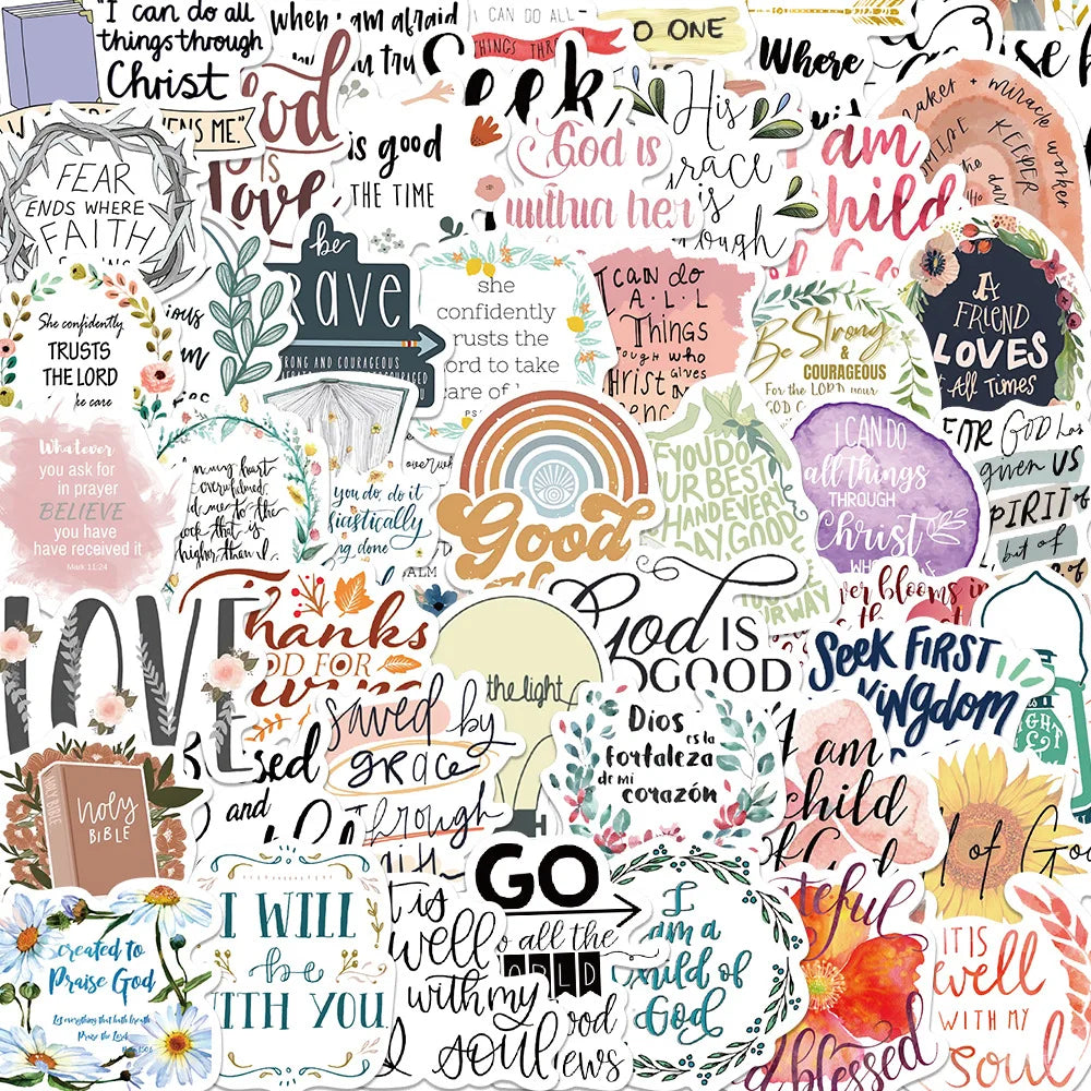 Jesus Graffiti Stickers Bible Verse Faith Decals for Water Bottles Laptop Phone Refrigerator (ONLINE ORDER ONLY)