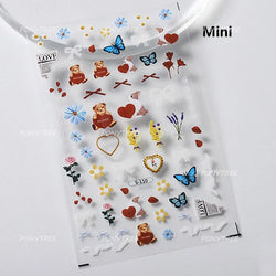 Cute Lovely Red Apple Core Black Kitten Cat's Paw Bread Slices Fruit Star Soft Relief Adhesive Nail Art Sticker Manicure Decals (ONLINE ORDER ONLY)