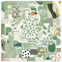 50pcs Ins Style Art Sage Green Aesthetic Stickers Water Bottle Stickers Laptop Luggage Notebook Waterproof Vinyl Car Decals (Online Order Only)
