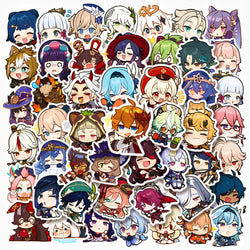 50Pcs Game Anime Genshin Impact Stickers Kawaii Laptop Guitar Suitcase Bike Car Motorcycle Waterproof Sticker for Kids Toy (Online Order Only)