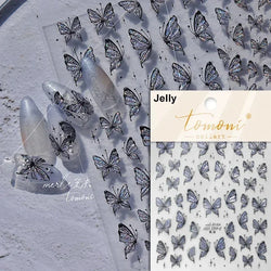 Dreamy Charming Shiny Beautiful Black White Butterfly Flower Love Heart Bowknot 5D Self Adhesive Nail Art Sticker Manicure Decal (ONLINE ORDER ONLY)