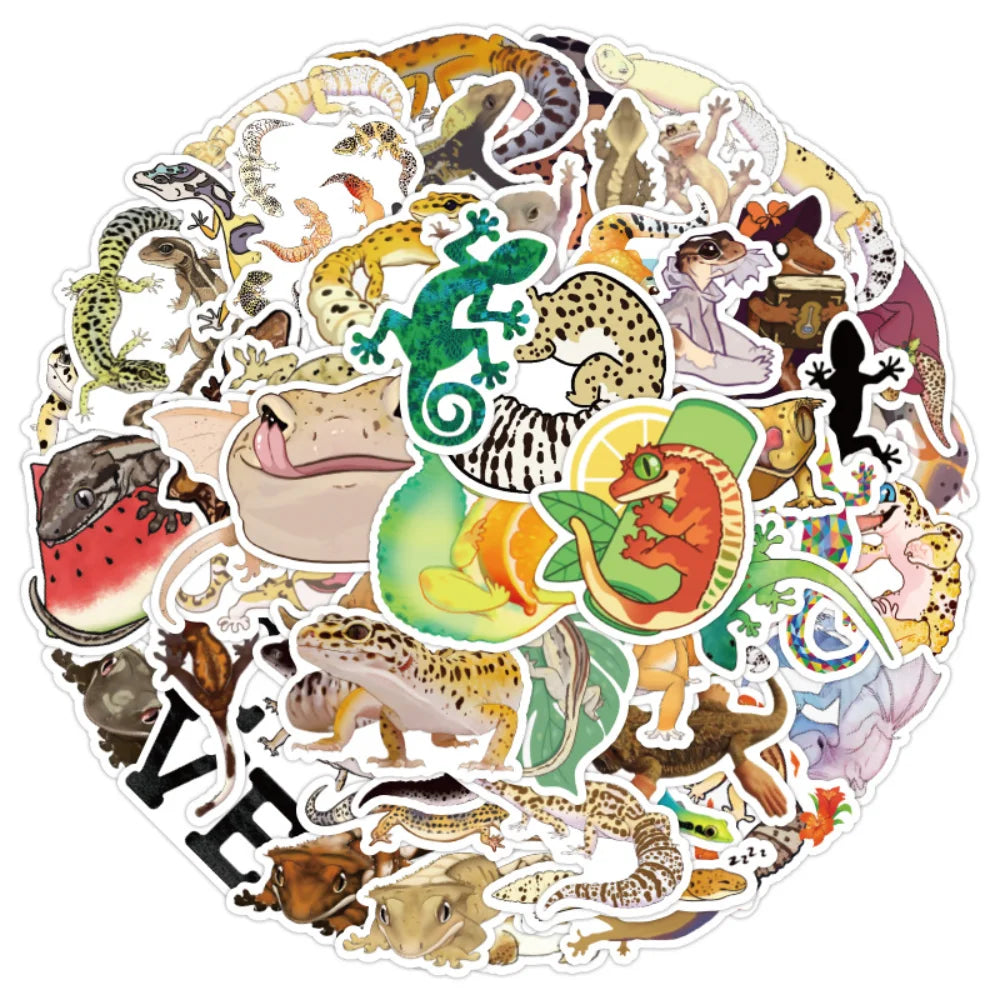 10/50Pcs Funny Animal Gecko Lizard Stickers for Skateboard Gift Box Bicycle Computer Notebook Car Decal Children's Toys (Online Order Only)