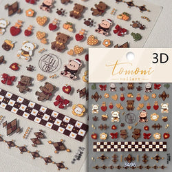 Poker Red Love Heart Square Grid Star Moon Card Pattern Spade Retro 3D Self Adhesive Nail Art Decoration Sticker Manicure Decals (Online Order Only)