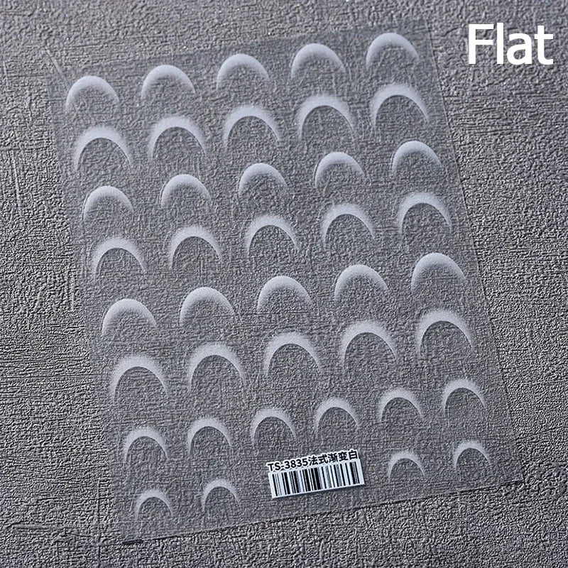 Chic Halo Dyeing Zebra Stripes Tender Black White Line Design Crescent Moon Arc Adhesive Nail Art Sticker Relief Manicure Decals (Online Order Only)