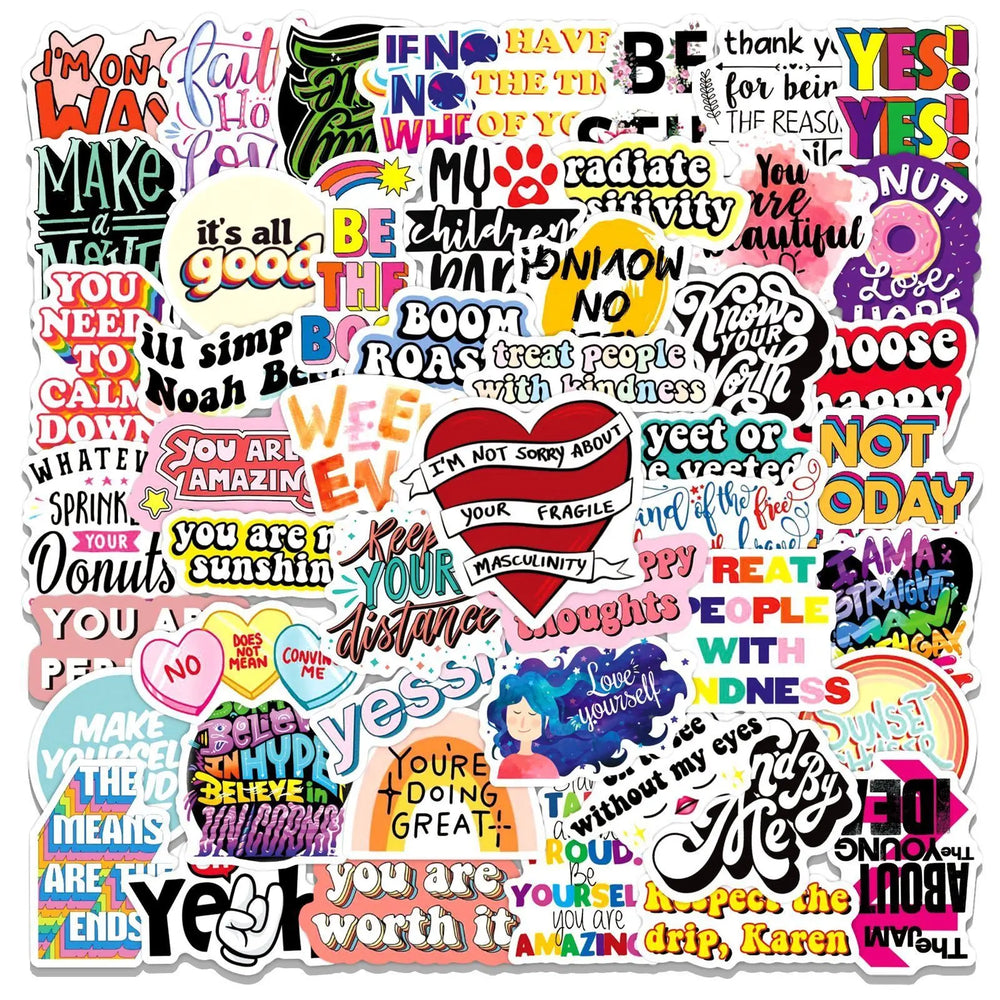 10/50pcs Inspirational Quote Stickers Motivational Decals for Scrapbooking Water Bottle Stationary Office Study Room Sticker (ONLINE ORDER ONLY)