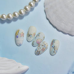 Beach Colourful Conch Dolphin Shell Starfish Jellyfish Star Summer Sea Wave Vacation Mode Water Bubble Nail Art Stickers Decals (Online Order Only)