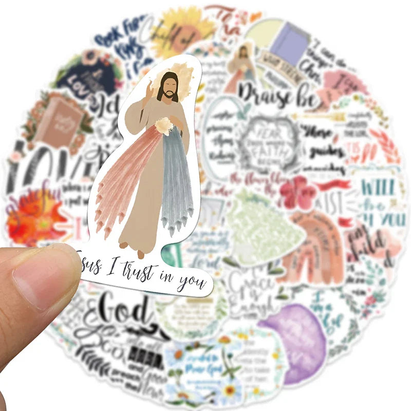10/30/52PCS Jesus Bible Sticker Aesthetic Sketchbook PVC Laptop Diary Decoration Scrapbooking School Stationery Supply for Kids (Online Order Only)