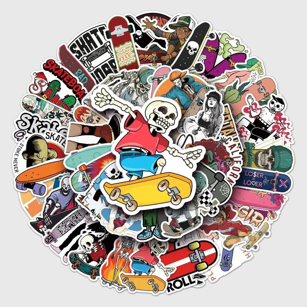 10/50PCS Sports Skateboard Stickers Laptop Bicycle Guitar Skateboard Sticker Kid DIY Graffiti Waterproof Personalized Stickers (Online Order Only)