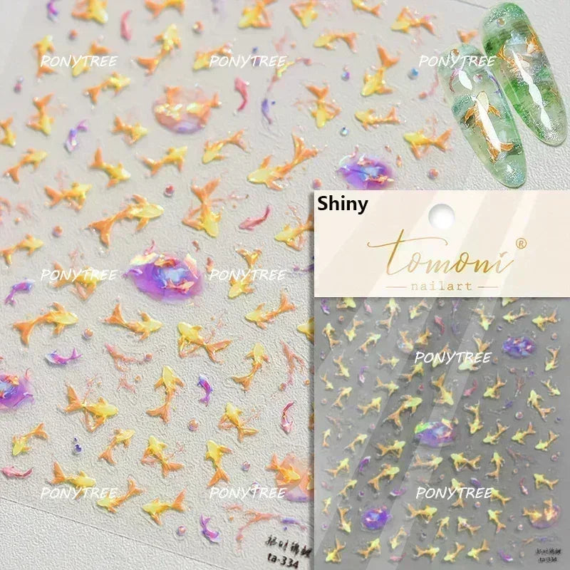 Beach Colourful Conch Dolphin Shell Starfish Jellyfish Star Summer Sea Wave Vacation Mode Water Bubble Nail Art Stickers Decals (Online Order Only)
