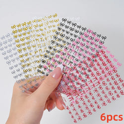 6pcs Mirror Silver Star 3D Nail Sticker Holographic Heart/Moon/Cross Design Self-Adhesive Decal Manicure Art Supplies Decoration (ONLINE ORDER ONLY)