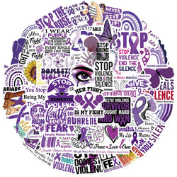 50Pcs Fight Domestic Violence Slogan Stickers Graffiti Personalized Decoration For Guitar Laptop Luggage DIY Waterproof Sticker (ONLINE ORDER ONLY)