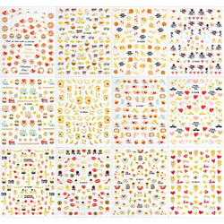 12Pcs 3D Golden Red Glitter Heart Love Nail Sticker Valentine Self Adhesive Cartoon Decal Geometry Lines Stripe Slider Manicure* (ONLINE ORDER ONLY)