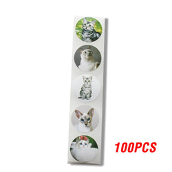 100-500pcs Creative Animals Cat Stickers 1inch Labels Reward Sticker For School Teacher Kids Smile Stationery Sticker (ONLINE ORDER ONLY)