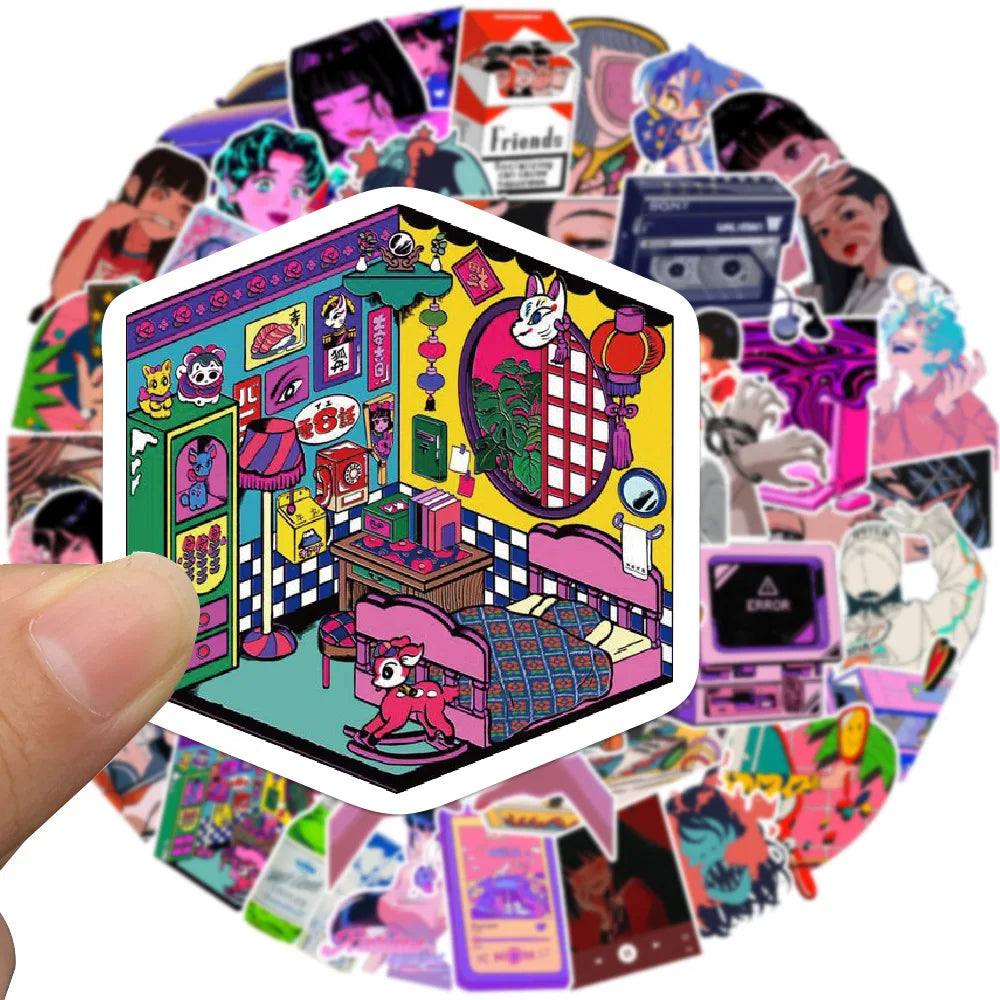 10/30/50PCS Cute Cool Grils Graffiti Stickers For Skateboard Phone Laptop Scrapbook Suitcase PVC Waterproof Decals Kids DIY Toys (Online Order Only)