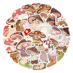10/30/60pcs Retro Cute Mushroom Cartoon Stickers Decals Laptop Suitcase Phone Guitar Scrapbook Decoration Sticker for Kids Toys (ONLINE ORDER ONLY)