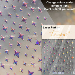 Pink Bowknot Star Moon Starburst Sun Polar Day Polar Night Sword Rose Flower Wreath Adhesive Nail Art Stickers Manicure Decals (ONLINE ORDER ONLY)