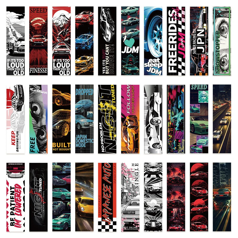 10/30pcs Japan JDM Retrofit Racing Car Stickers Decals Laptop Suitcase Phone Skateboard Scrapbook Car Cool Waterproof Sticker (ONLINE ORDER ONLY)