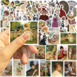 52Pcs Cartoon Retro Victorian Art Series Stickers PVC Waterproof Sticker Decals For Scrapbook Laptop Bottle Toys Gift (ONLINE ORDER ONLY)