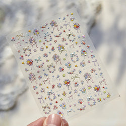 Colourful Field Bouquet Flower Spring Field Violet Daisy Bowknot Butterfly 5D Relief Adhesive Nail Art Stickers Manicure Decals (ONLINE ORDER ONLY)