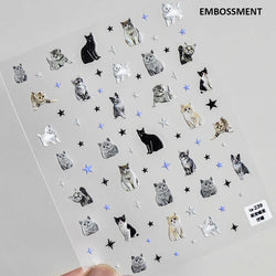 Lovely Dog Cat Animal Bunny 3D Soft Embossed Relief Self Adhesive Nail Art Stickers Cute Pretty Puppy Kitty Star Manicure Decals (ONLINE ORDER ONLY)