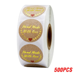 100-500pcs Handmade With Love Stickers 25mm Brown Wedding Stickers For Party Favors Decoration Envelope Seals Stationery (ONLINE ORDER ONLY)