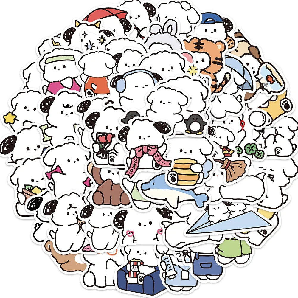 50PCS Kawaii yowoyowoo Sticker Puppy Dog Cute Cartoon Stickers Decals Phone Laptop Guitar Car Bottle Luggage Children Gift (Online Order Only)