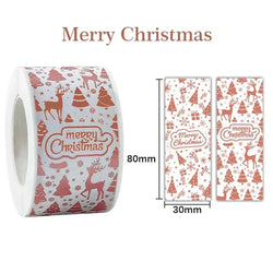 120PCS Merry Christmas Stickers Rectangle Holiday Decorative Presents Labels Decals Christmas For Business Package Gift Wrapping (Online Order Only)