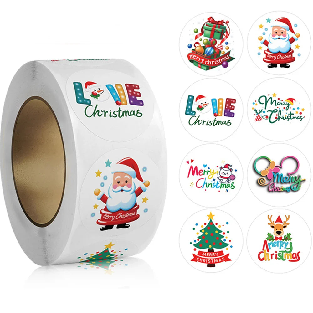 100-500pcs Cartoon Christmas Sticker Santa Claus Tree Paper Label New Year Christmas Snowman Stationery Stickers For Kids Gift (ONLINE ORDER ONLY)