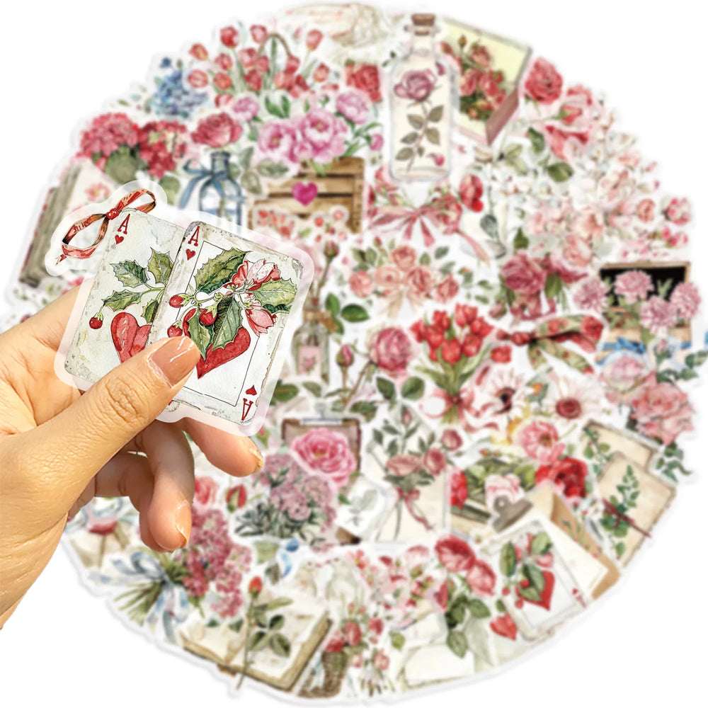 Transparent Flower Plant Stickers 10/30/50PCS for Luggage Laptop Phone Car Bike (Online Order Only)