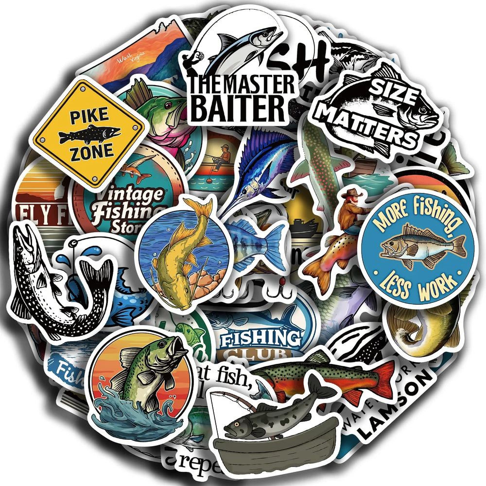 50PCS Cute Fish Animals Graffiti Stickers Skateboard Phone Laptop Waterproof Cool Cartoon DIY Sticker Decals Toy (Online Order Only)