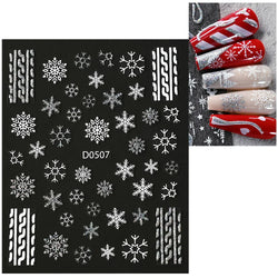 1pc Christmas Nail Sticker 3D Gold Glitter Snowflake Elk Penguin Bells Design Adhesive Nail Slider Decals Winter Manicure Decor* (Online Order Only)