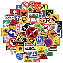 10/30/50/100pcs Cool Warning Sign Graffiti Stickers  Danger Banning Decals Motorcycle Laptop Skateboard Phone Waterproof Sticker (Online Order Only)