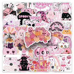 Pink Halloween Pumpkin Stickers 10/30/50PCS for Phone Laptop Luggage Skateboard Decals (ONLINE ORDER ONLY)