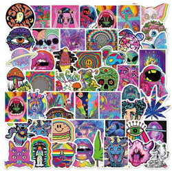10/30/50PCS Art Psychedelic Graffiti Stickers Aesthetic Cartoon Kid Toys Decals Luggage Helmet Laptop Guitar Waterproof Sticker (ONLINE ORDER ONLY)