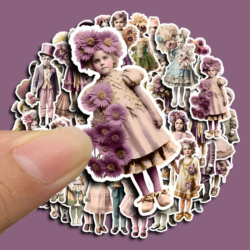 Purple Retro Flower Stickers for Phone, Laptop, Luggage, Skateboard - 10/30/46PCS (Online Order Only)