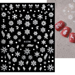3D Gold Glitter Snowflake Nail Sticker Winter Reflective Elk Star Balloon Christmas Tree Foil Xmas New Year Decal Tips Decoratio (ONLINE ORDER ONLY)