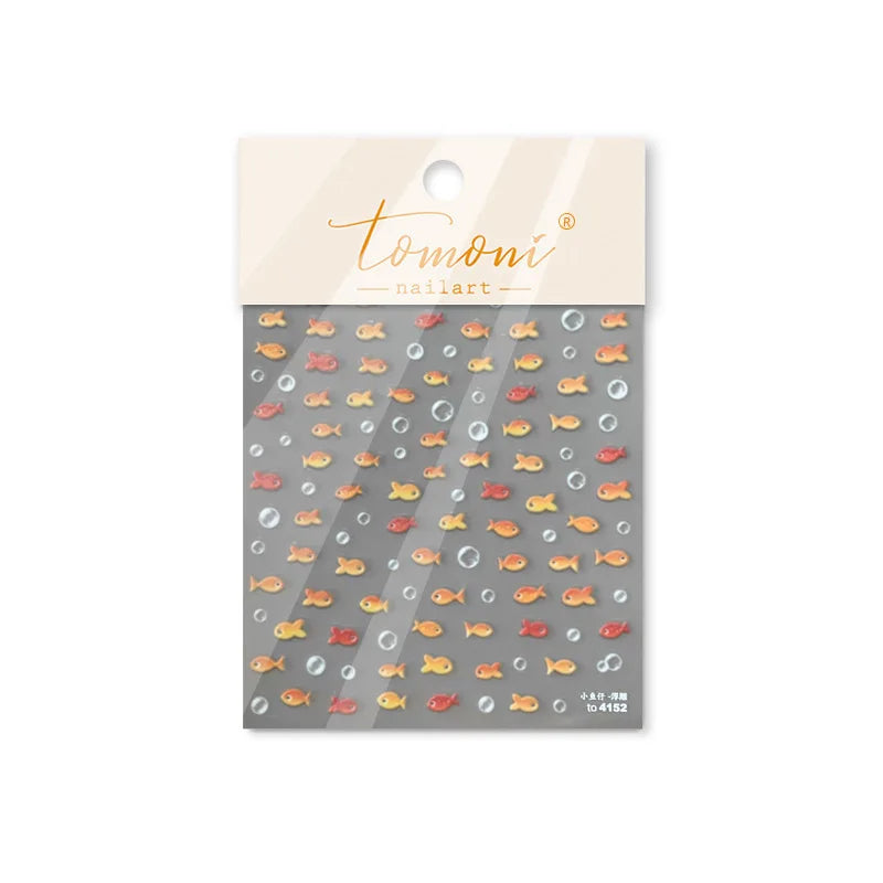 Little Red Fish Jelly Summer Goldfish Carp Ocean Beach Mermaid Sea Shiny Small Koi Soft Relief Nail Art Stickers Manicure Decals (ONLINE ORDER ONLY)