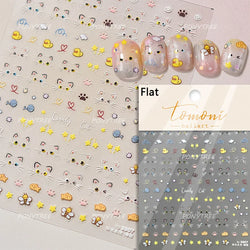 Vivid Honey Bee Ribbon Bowknot Pot Daisy Wreath Flower Shining Tulip Honeycomb Jar Self Adhesive Nail Art Sticker Manicure Decal (ONLINE ORDER ONLY)