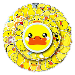 50Pcs Yellow Duck Cartoon Waterproof Vinyl Stickers for Skateboard Snowboard Decal (Online Order Only)