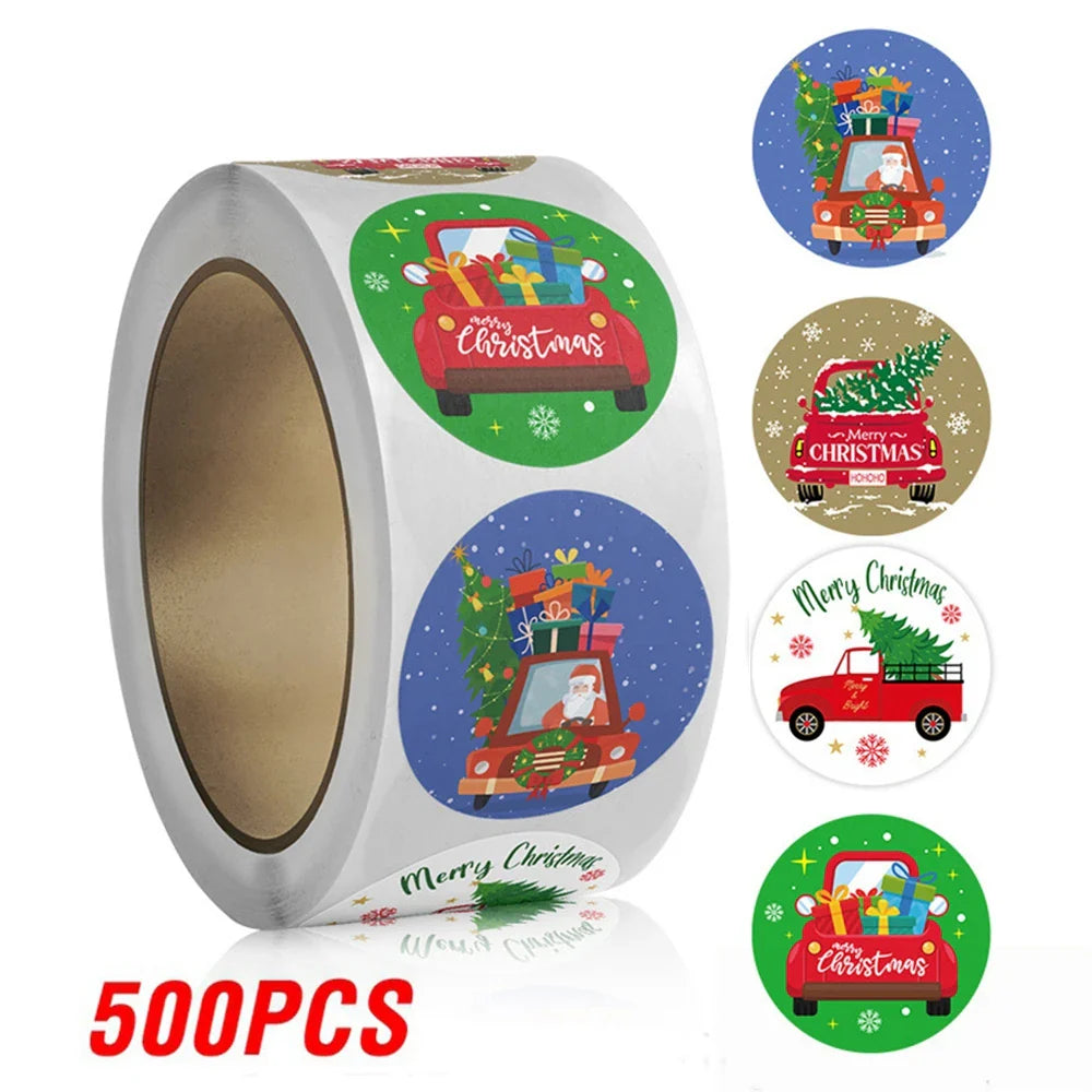 100-500pcs Christmas Stickers Retro Santa Stickers for Scrapbooking Christmas Decorations Envelopes Gifts (ONLINE ORDER ONLY)