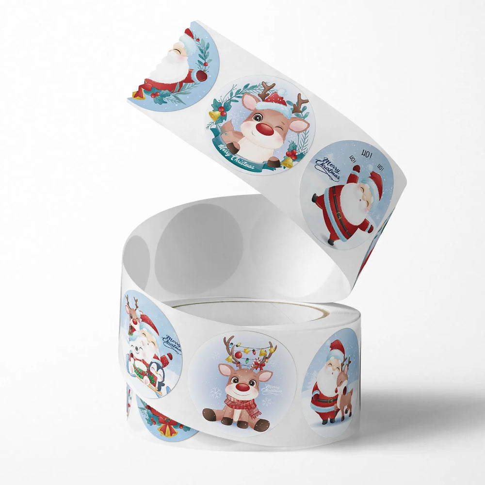 100-500Pcs Cartoon Merry Christmas Sticker Santa Adhesive Decorative Stickers for Xmas Gifts Envelop Seals Cards Packages (ONLINE ORDER ONLY)
