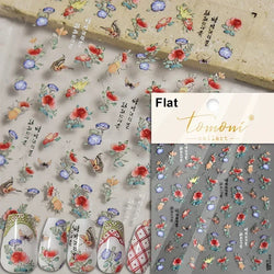 Pale Flower Bouquet Label Bowknot Stationery Sunflower Daisy Leaf 3D Self Adhesive Nail Art Stickers Rhinestone Manicure Decals (Online Order Only)