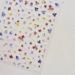 Wild Flower Oil Painting Small Variegated Daisy Peach Blossom Lavender Spring Petal Adhesive Nail Art Stickers Manicure Decals (Online Order Only)