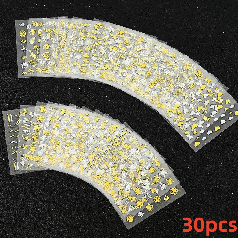 50 Sheets! 3D Flower Nail Art Stickers Decals NOT Repeat Black/White/Colorful Self Adhesive Nail Sticker Decals Random Pattern * (ONLINE ORDER ONLY)