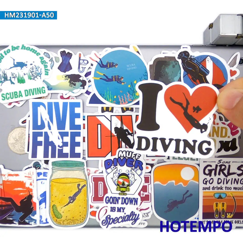 20/30/50Pieces Scuba Diving Underwater Adventure Travel Stickers for Scrapbook Phone Luggage Motorcycle Car Bike Laptop Sticker (ONLINE ORDER ONLY)