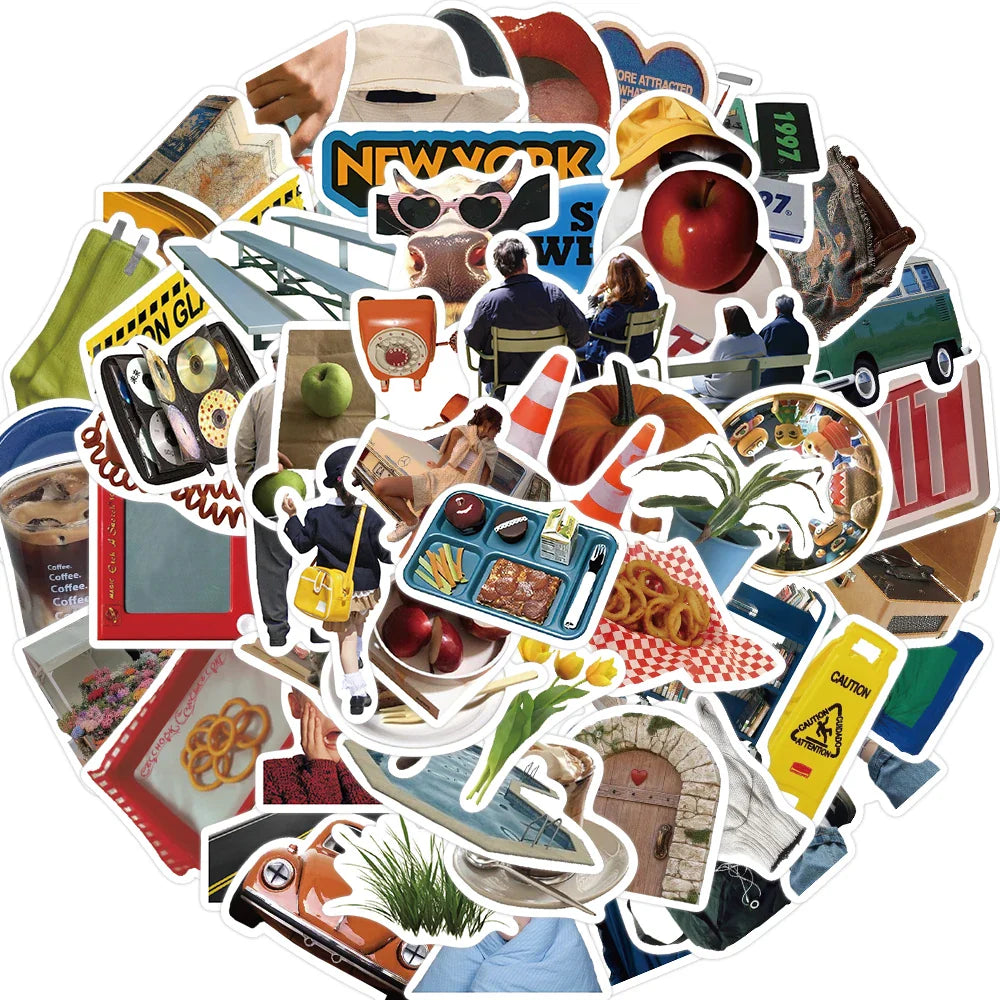 63PCS INS Aesthetics Stickers Modern Style DIY For Decor DIY Notebook Luggage Motorcycle Laptop Refrigerator Sticker Toys (ONLINE ORDER ONLY)