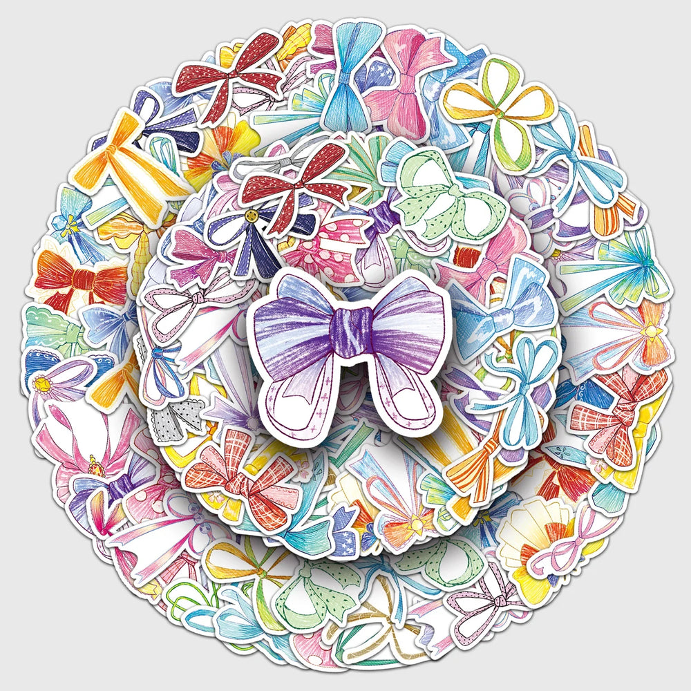 50Pcs Cartoon Bow Waterproof Vinyl Stickers for Skateboard Snowboard Decals (ONLINE ORDER ONLY)