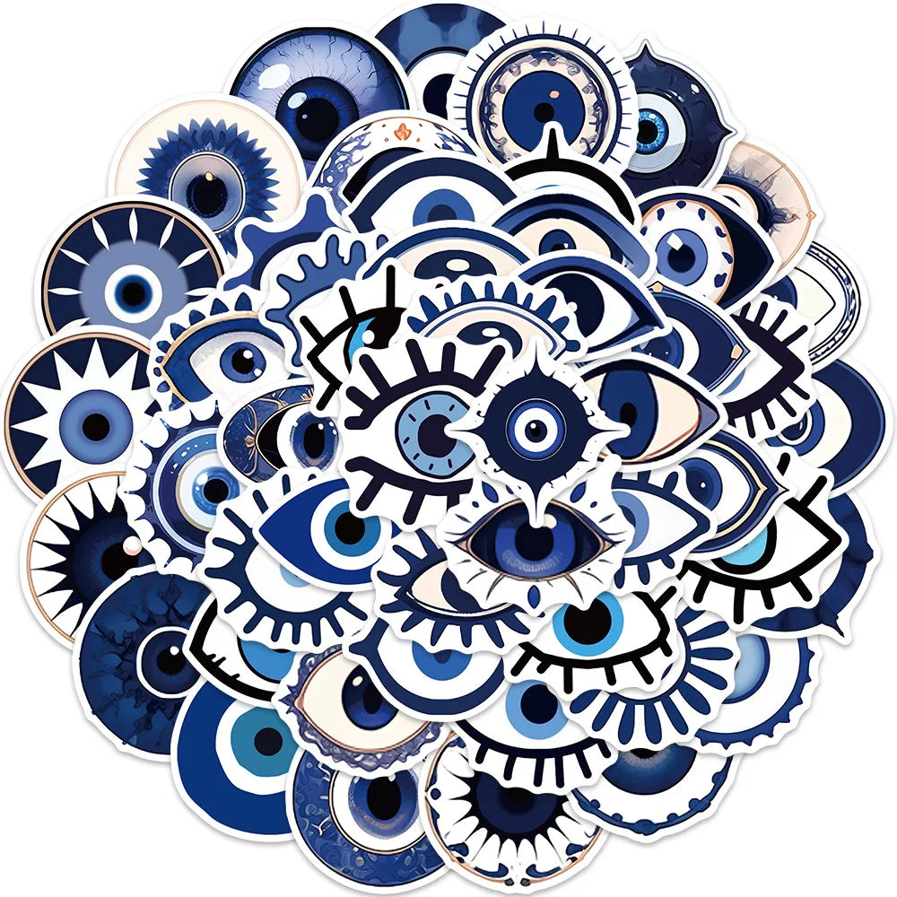 10/50Pcs Evil Eyes Graffiti Stickers Aesthetic for Guitar Laptop Pad Phone Travel Luggage Cup Notebook Scrapbook Skateboard (Online Order Only)