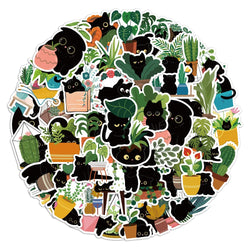 10/30/60PCS Cute Plants Cat Stickers Graffiti Cartoon Kawaii Animals Decals Kids Toys DIY Laptop Phone Skateboard Bike Suitcase (Online Order Only)
