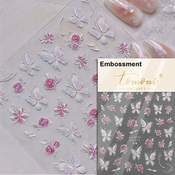 Pale Flower Bouquet Label Bowknot Stationery Sunflower Daisy Leaf 3D Self Adhesive Nail Art Stickers Rhinestone Manicure Decals (Online Order Only)